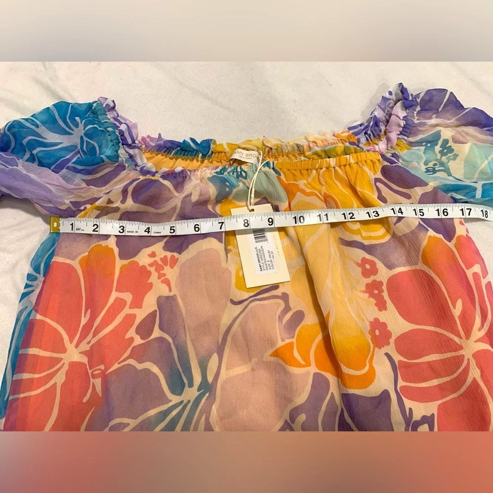 Ramy Brook Addison Floral Off the Shoulder 100% Silk Top Size Small NWT - Picture 6 of 16